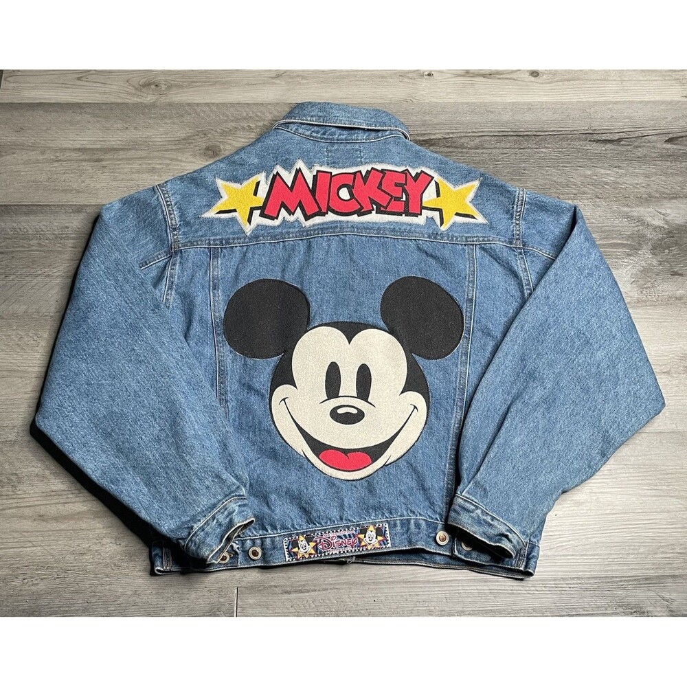 Jou Jou Vintage Mickey Mouse Denim Jacket Disney Retro Sporty Y2K Large